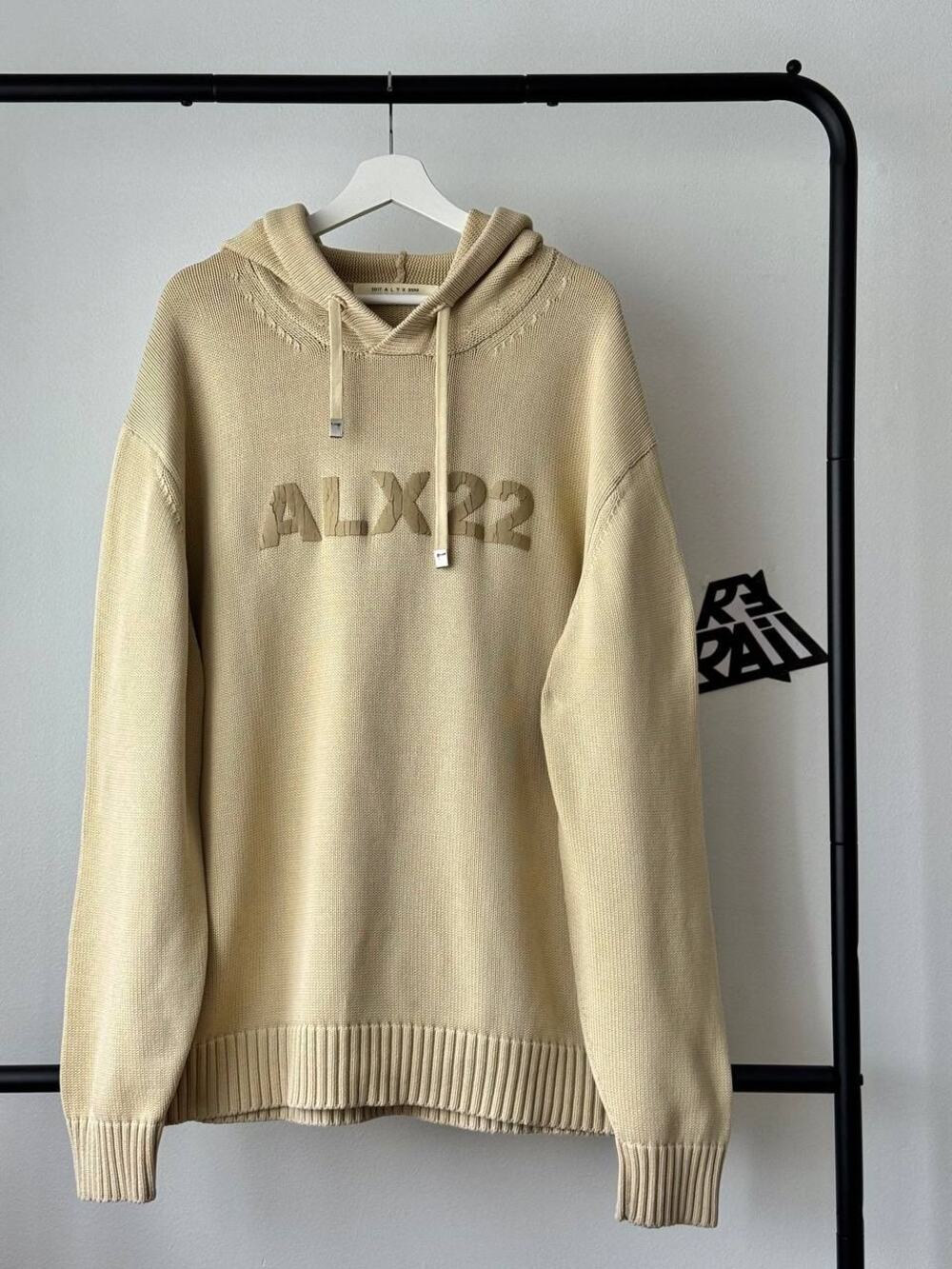 1017 ALYX 9SM ALX22 Heavy Knit Boxy Relaxed Hoodie Beige